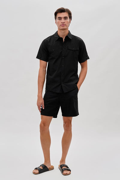 Canada Weather Gear Utility Short Sleeve Casual Shirt - Black - Mens Casual Shirts - International Clothiers