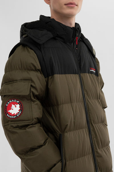 Canada Weather Gear Removable Sleeve Bomber Jacket - Olive - Mens Bomber Jackets - International Clothiers