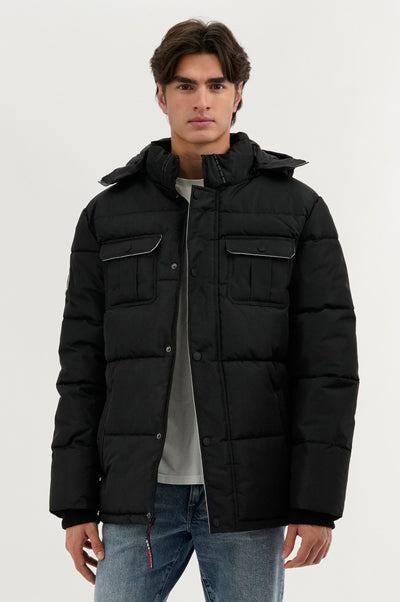 Canada Weather Gear Quilted Puffer Parka Jacket - Black - Mens Parka Jackets - International Clothiers