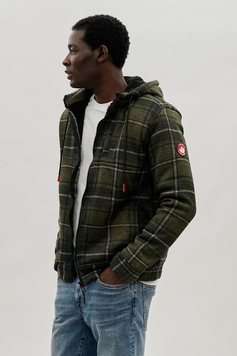 Canada Weather Gear Hooded Sherpa Lined Lightweight Jacket - Olive - Mens Lightweight Jackets - International Clothiers
