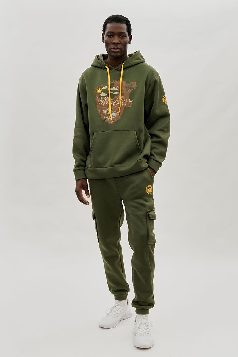 Canada Weather Gear Bear Print Hoodie - Olive - Mens Hoodies & Sweatshirts - International Clothiers