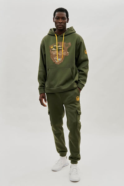 Canada Weather Gear Bear Print Hoodie - Olive - Mens Hoodies & Sweatshirts - International Clothiers