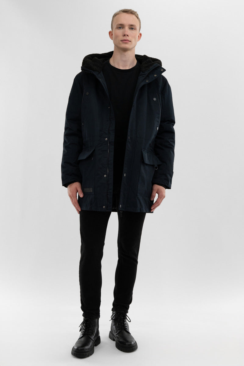 Canada Weather Gear Sherpa Lined Hood Parka Jacket - Navy - Mens Parka Jackets - International Clothiers