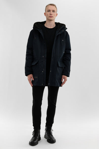Canada Weather Gear Sherpa Lined Hood Parka Jacket - Navy - Mens Parka Jackets - International Clothiers