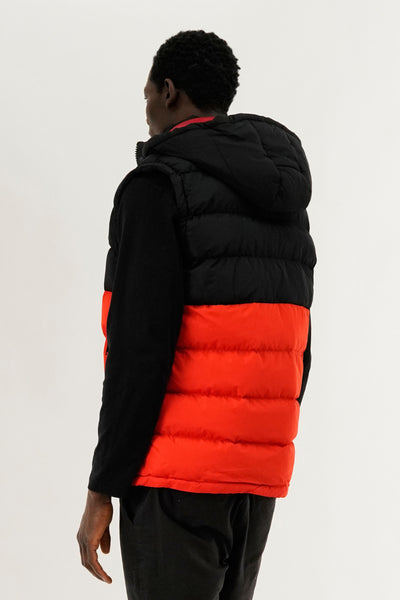 Super Triple Goose Colour Block Hooded Vest - Orange - Mens Vests - International Clothiers