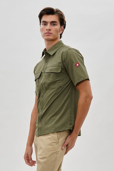 Canada Weather Gear Short Sleeve Button Up Casual Shirt - Olive - Mens Casual Shirts - International Clothiers