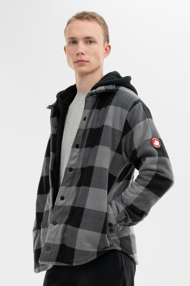 Canada Weather Gear Plaid Sherpa Lined Lightweight Jacket - Black - Mens Lightweight Jackets - International Clothiers