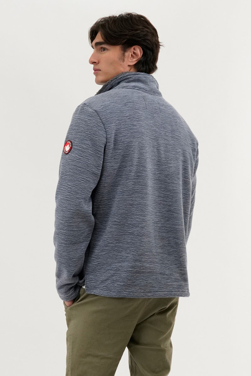 Canada Weather Gear Sherpa Lined 1/4 Zip Pullover Sweater - Navy - Mens Pullover Sweaters - International Clothiers