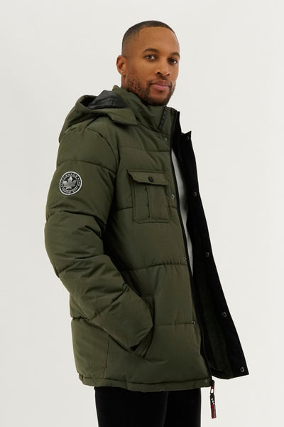 Canada Weather Gear Quilted Puffer Parka Jacket - Olive - Mens Parka Jackets - International Clothiers