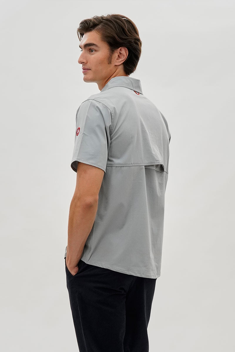 Canada Weather Gear Short Sleeve Button Up Casual Shirt - Grey - Mens Casual Shirts - International Clothiers