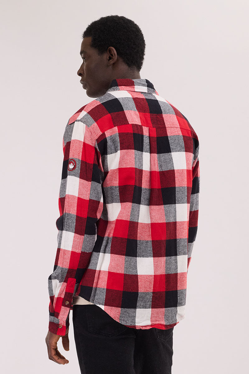 Canada Weather Gear Plaid Button Up Casual Shirt - Red - Mens Casual Shirts - International Clothiers