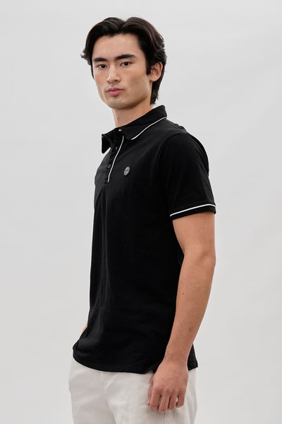 Canada Weather Gear Travel Collection Piping Detail Polo Shirt - Black - Mens Polo Shirts - International Clothiers