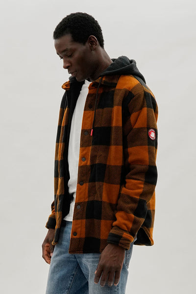 Canada Weather Gear Plaid Sherpa Lined Lightweight Jacket - Orange - Mens Lightweight Jackets - International Clothiers