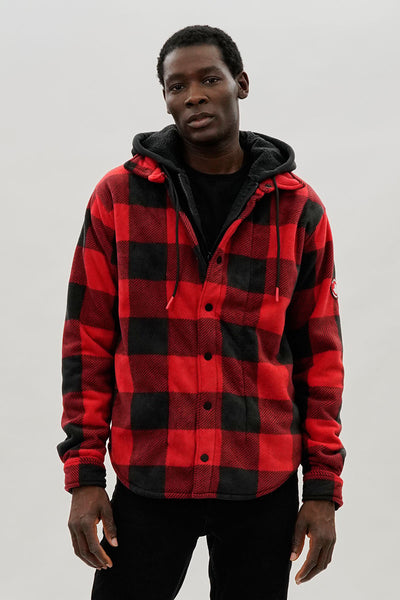 Canada Weather Gear Plaid Sherpa Lined Lightweight Jacket - Red - Mens Lightweight Jackets - International Clothiers