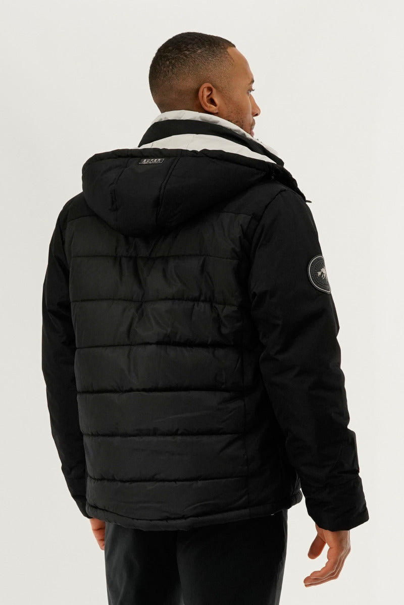Super Triple Goose Contrast Lining Puffer Bomber Jacket - Stone - Mens Bomber Jackets - International Clothiers