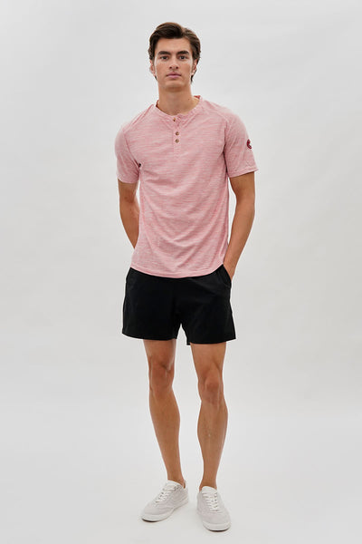 Canada Weather Gear Short Sleeve Henley Tee - Pink - Mens Tees & Tank Tops - International Clothiers