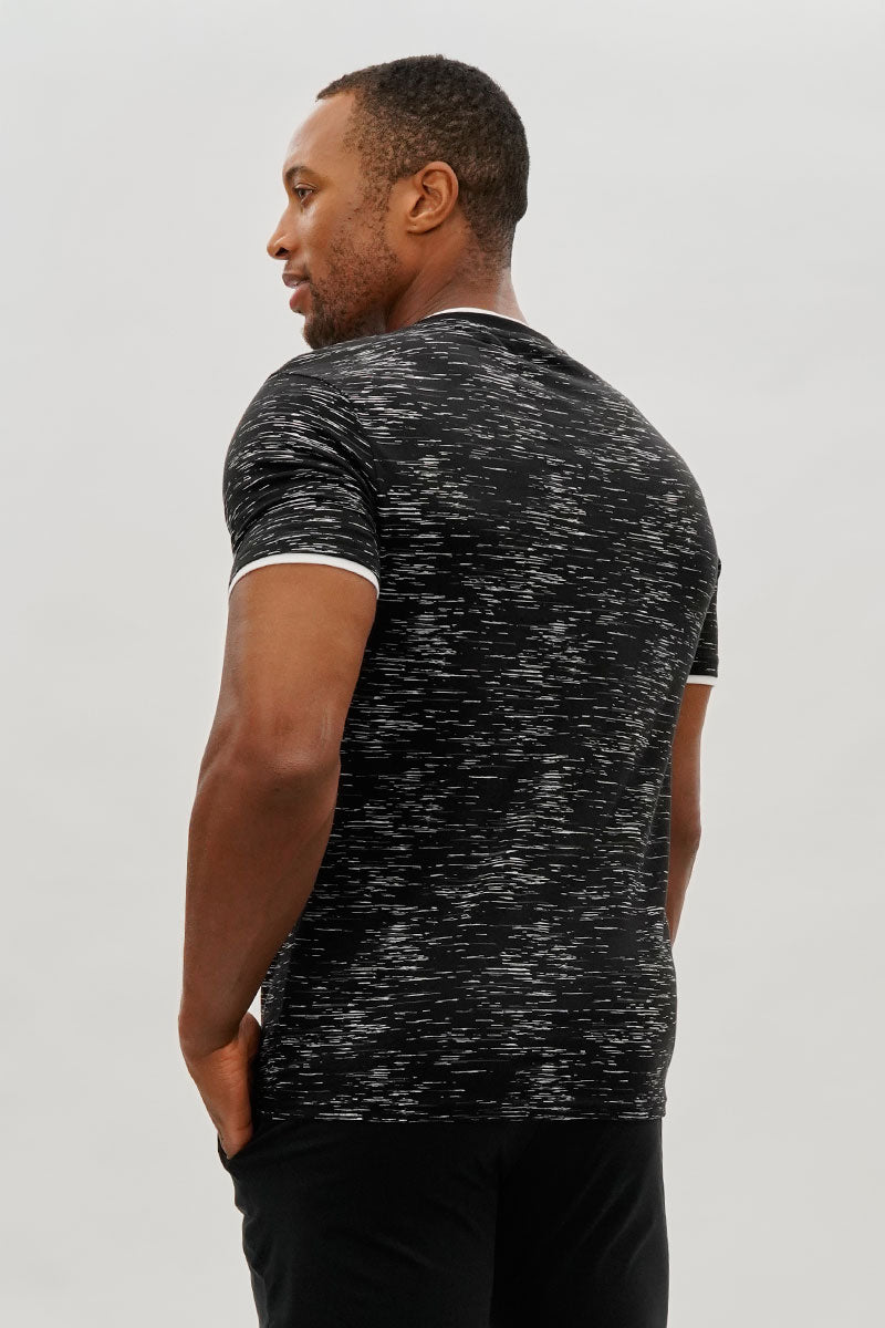 Canada Weather Gear Vintage Patterned V-Neck Tee - Black - Mens Tees & Tank Tops - International Clothiers