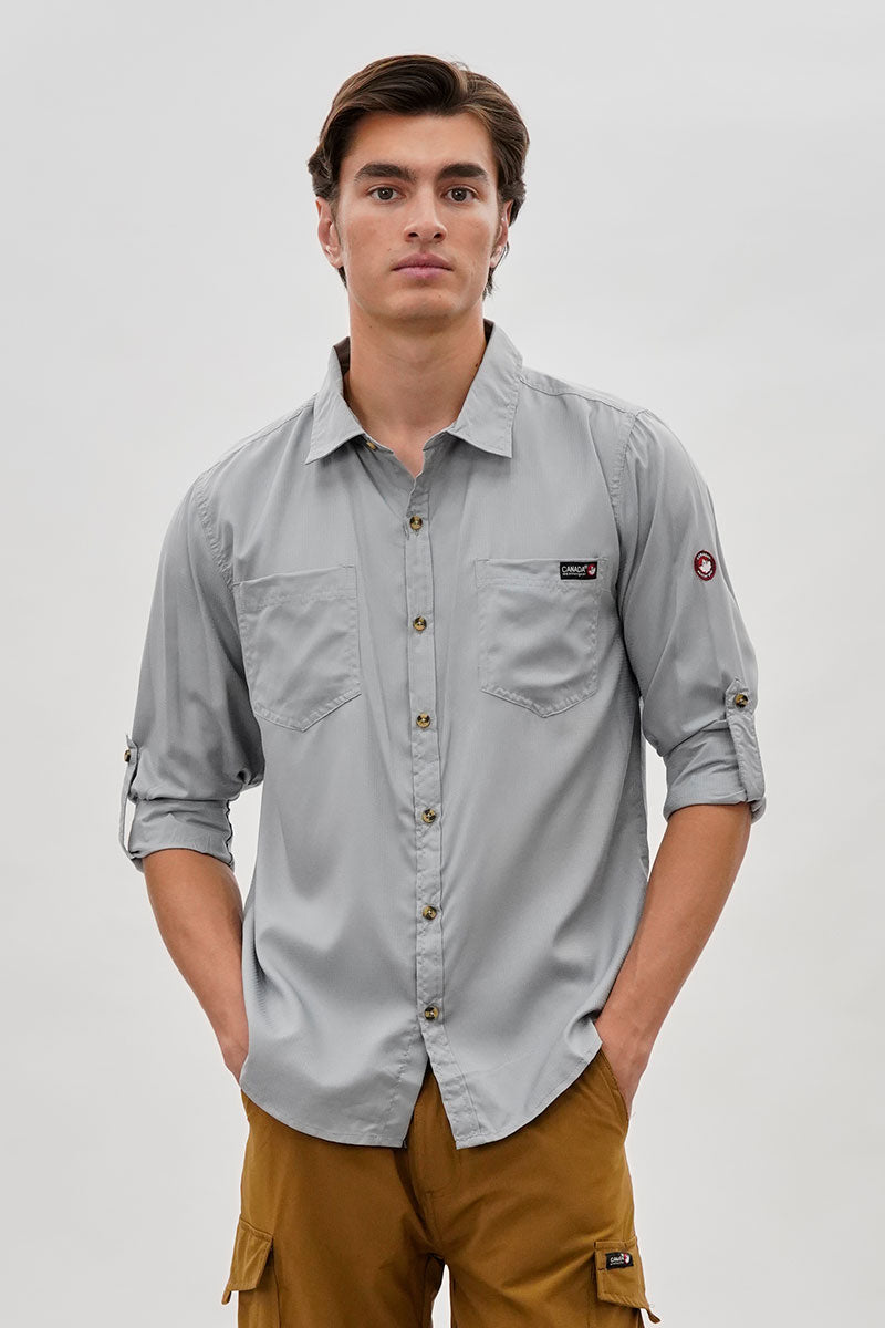 Canada Weather Gear Utility Ripstop Casual Shirt - Grey - Mens Casual Shirts - International Clothiers