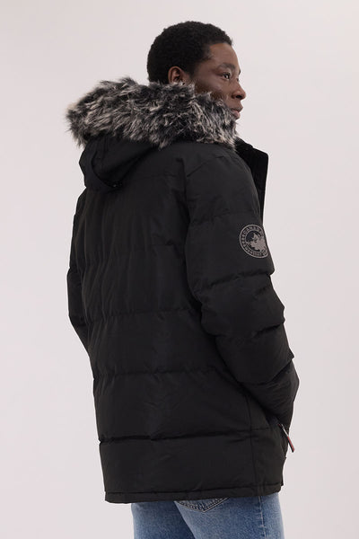 Canada Weather Gear Faux Fur Trim Puffer Parka Jacket - Black - Mens Parka Jackets - International Clothiers