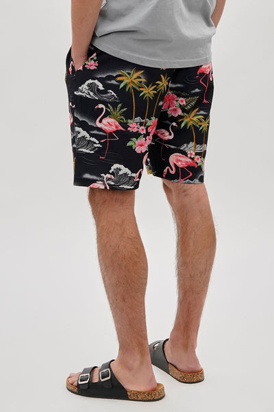 Canada Weather Gear Tropical Print Swim Shorts - Black - Mens Shorts & Capris - International Clothiers