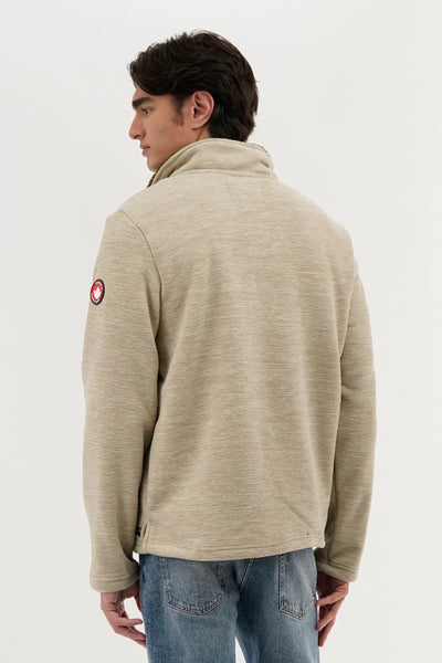 Canada Weather Gear Sherpa Lined 1/4 Zip Pullover Sweater - Beige - Mens Pullover Sweaters - International Clothiers