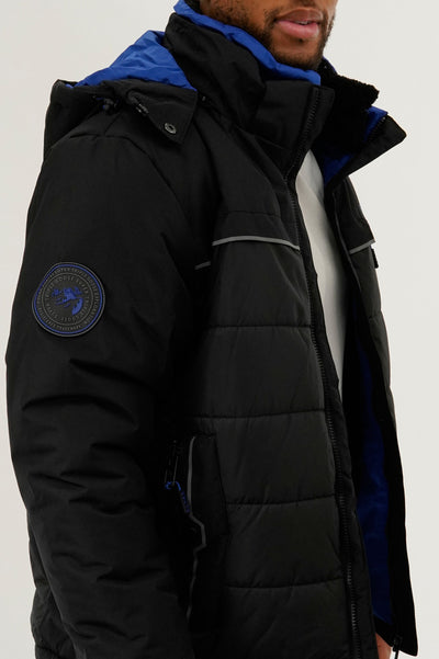 Super Triple Goose Contrast Lining Puffer Bomber Jacket - Blue - Mens Bomber Jackets - International Clothiers