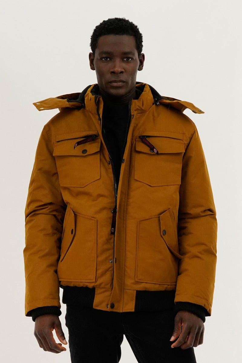 Canada Weather Gear Puffer Bomber Jacket - Caramel - Mens Bomber Jackets - International Clothiers
