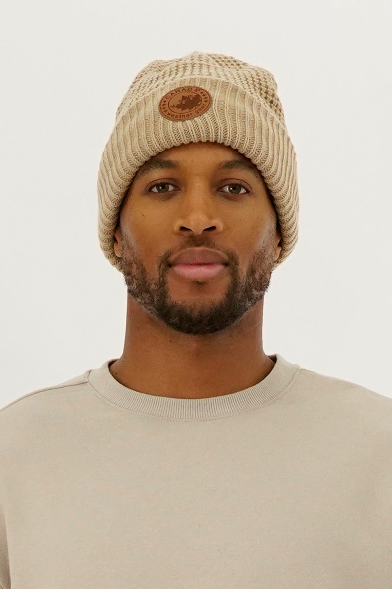 Canada Weather Gear Two Piece Waffle Hat - Beige - Mens Hats - International Clothiers