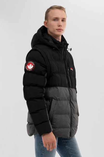 Canada Weather Gear Colour Block Zip Off Sleeve Bomber Jacket - Black - Mens Bomber Jackets - International Clothiers