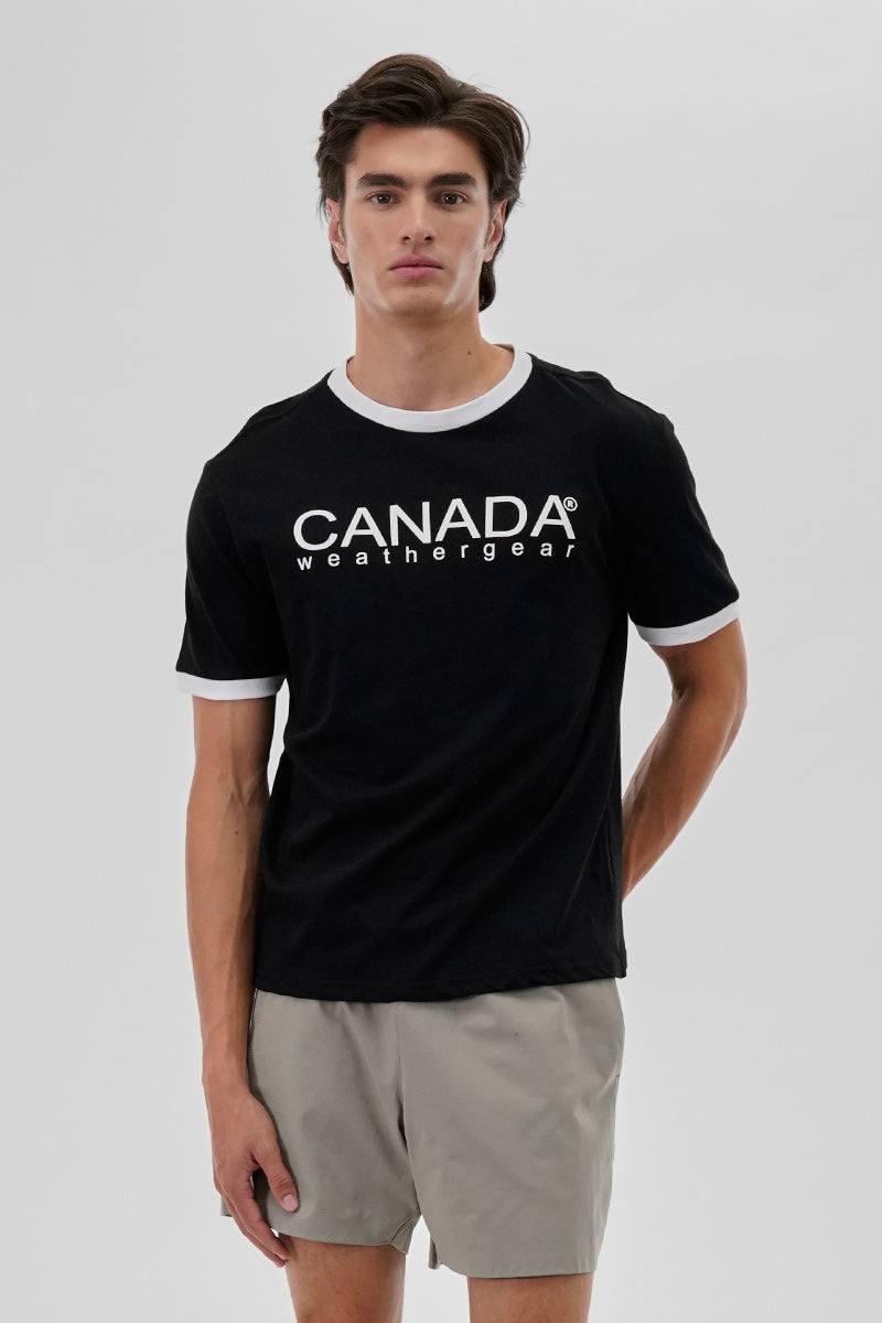 Canada Weather Gear Classic Ringer Tee - Black - Mens Tees & Tank Tops - International Clothiers