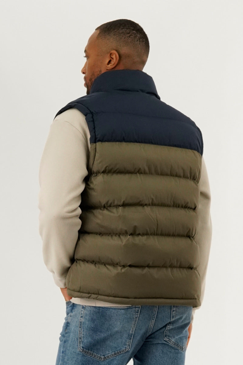 Canada Weather Gear Colour Block Puffer Vest - Olive - Mens Vests - International Clothiers