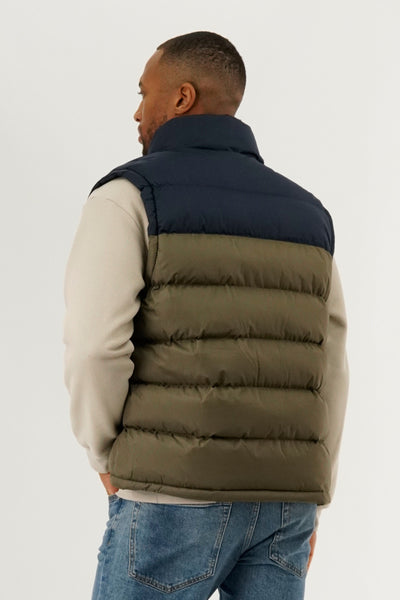 Canada Weather Gear Colour Block Puffer Vest - Olive - Mens Vests - International Clothiers