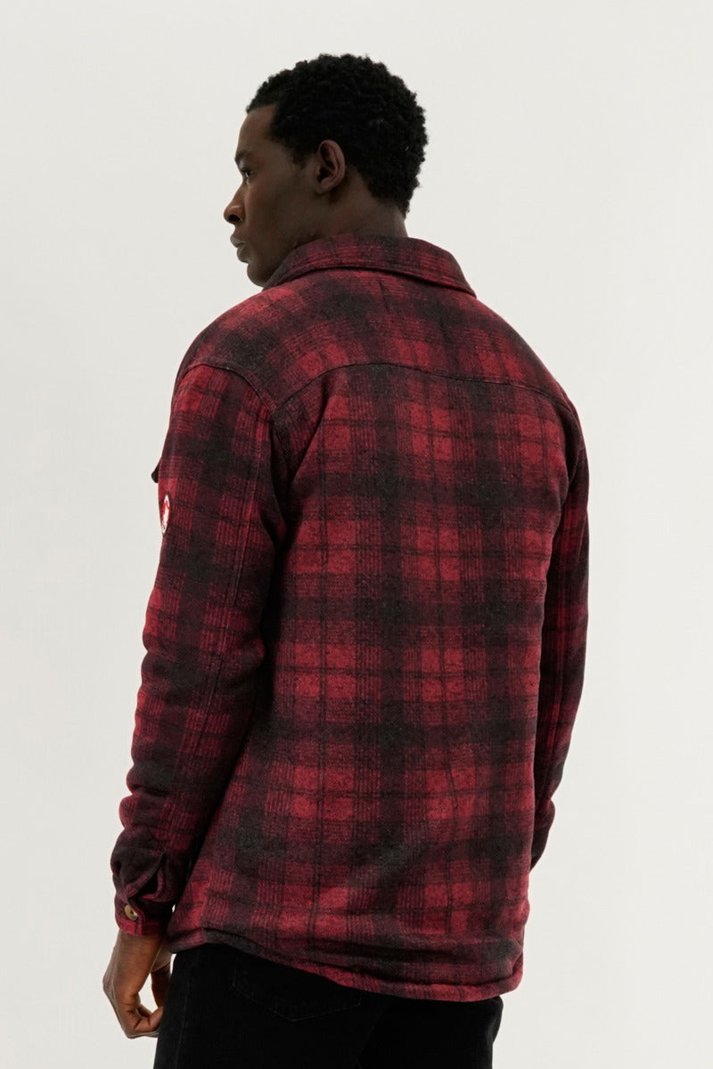 Canada Weather Gear Tartan Print Sherpa Lined Lightweight Jacket - Red - Mens Lightweight Jackets - International Clothiers