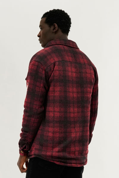 Canada Weather Gear Tartan Print Sherpa Lined Lightweight Jacket - Red - Mens Lightweight Jackets - International Clothiers