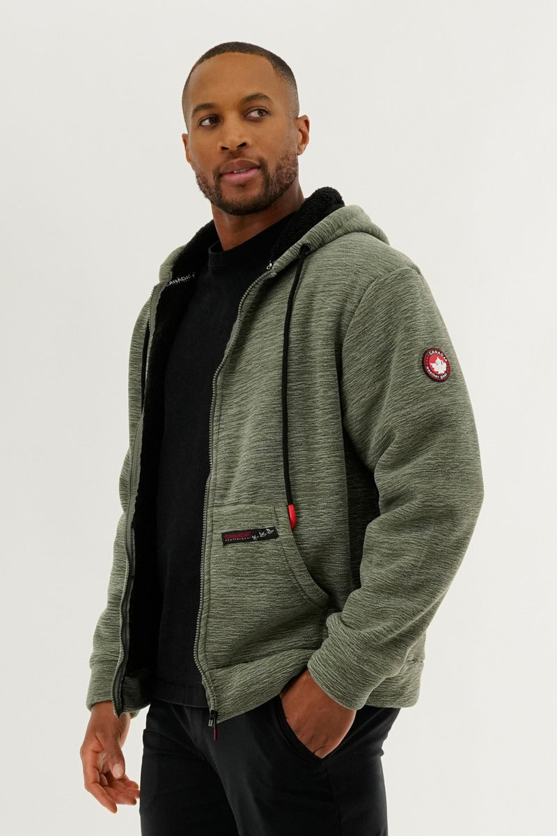 Canada Weather Gear Sherpa Lined Lightweight Jacket - Olive - Mens Lightweight Jackets - International Clothiers