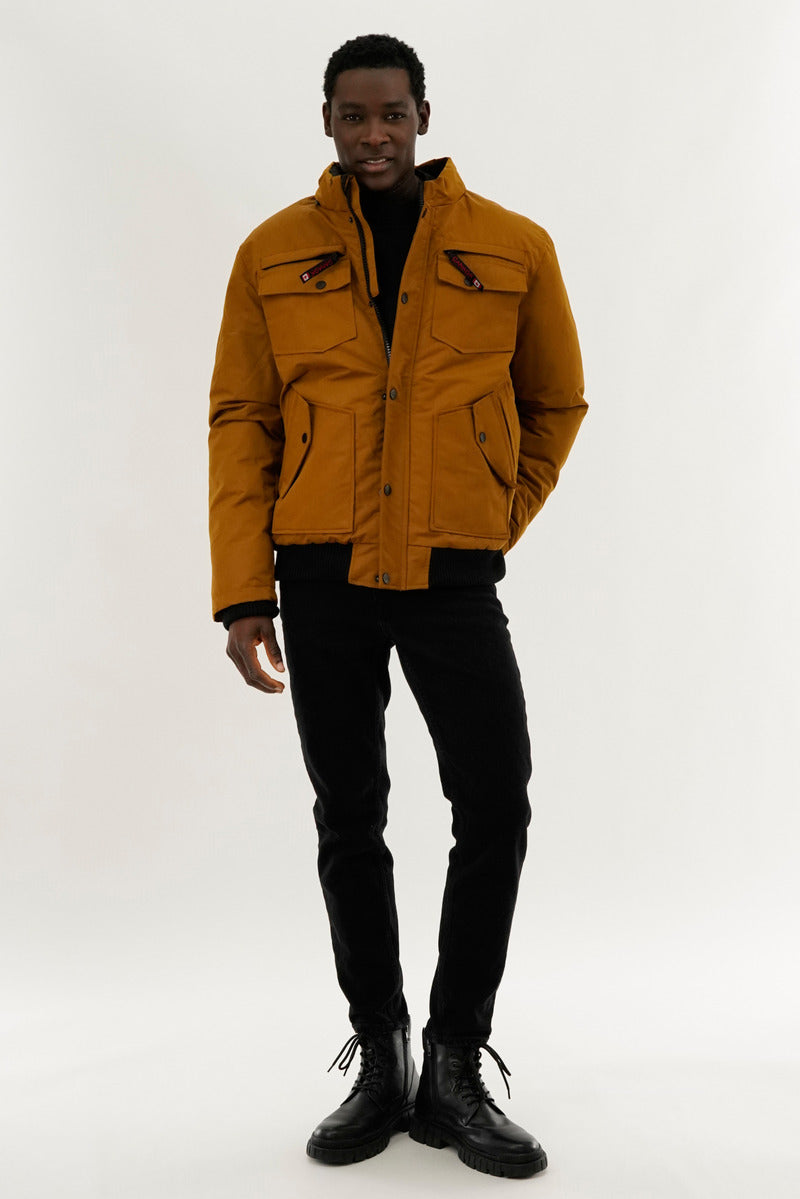 Canada Weather Gear Puffer Bomber Jacket - Caramel - Mens Bomber Jackets - International Clothiers