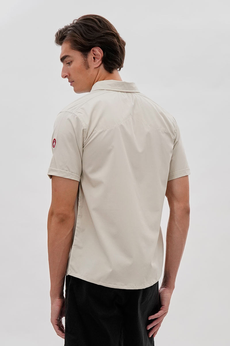 Canada Weather Gear Utility Short Sleeve Casual Shirt - Cream - Mens Casual Shirts - International Clothiers