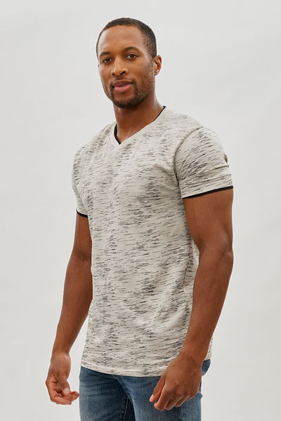 Canada Weather Gear Vintage Patterned V-Neck Tee - Stone - Mens Tees & Tank Tops - International Clothiers