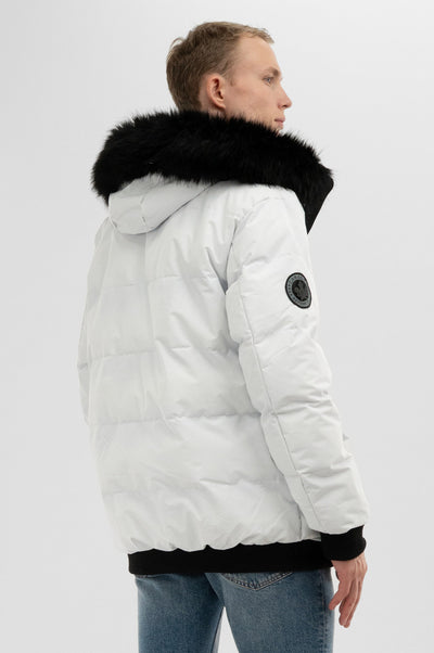 Canada Weather Gear Faux Fur Trim Bomber Jacket - White - Mens Bomber Jackets - International Clothiers