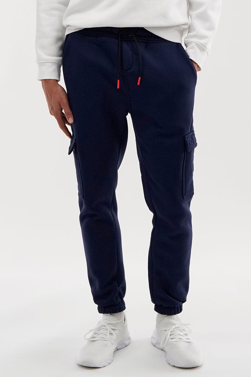 Fleece Cargo Joggers - Navy