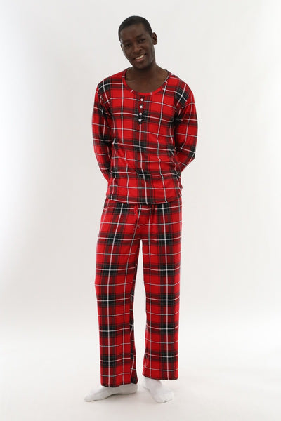 Canada Weather Gear Long Sleeve Printed Pajama Top - Red - Mens Pajamas - International Clothiers