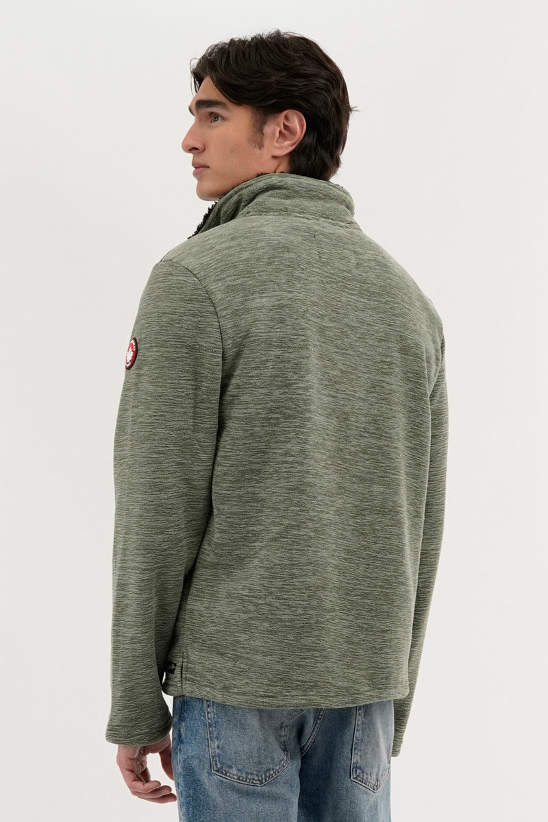 Canada Weather Gear Sherpa Lined 1/4 Zip Pullover Sweater - Green - Mens Pullover Sweaters - International Clothiers