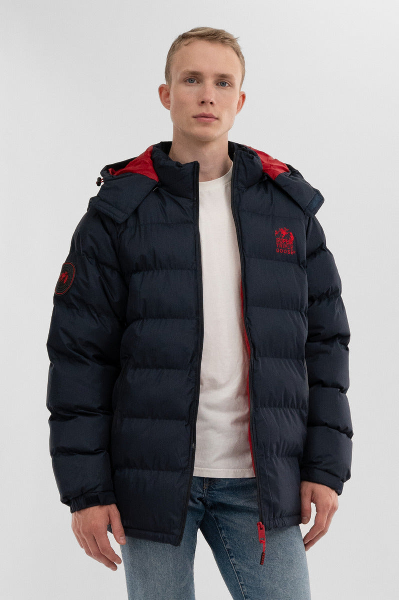 Super Triple Goose Zip Off Sleeve Bomber Jacket - Navy - Mens Bomber Jackets - International Clothiers