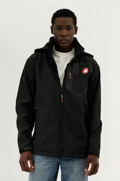 Canada Weather Gear Soft Shell Hooded Lightweight Jacket - Black - Mens Lightweight Jackets - International Clothiers