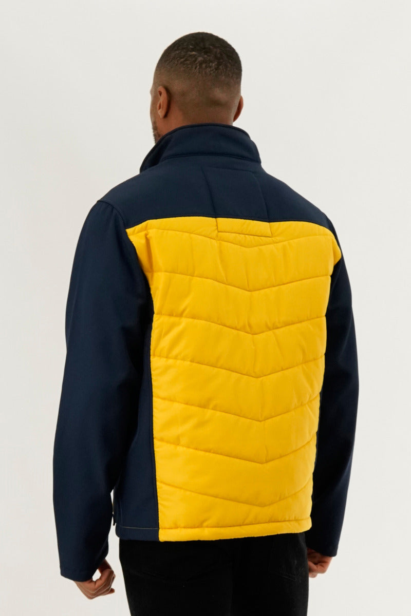 Super Triple Goose Quilted Colour Block Lightweight Jacket - Yellow - Mens Lightweight Jackets - International Clothiers