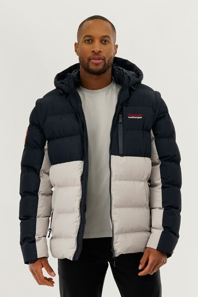 Canada Weather Gear Colour Block Zip Off Sleeve Bomber Jacket - Navy - Mens Bomber Jackets - International Clothiers