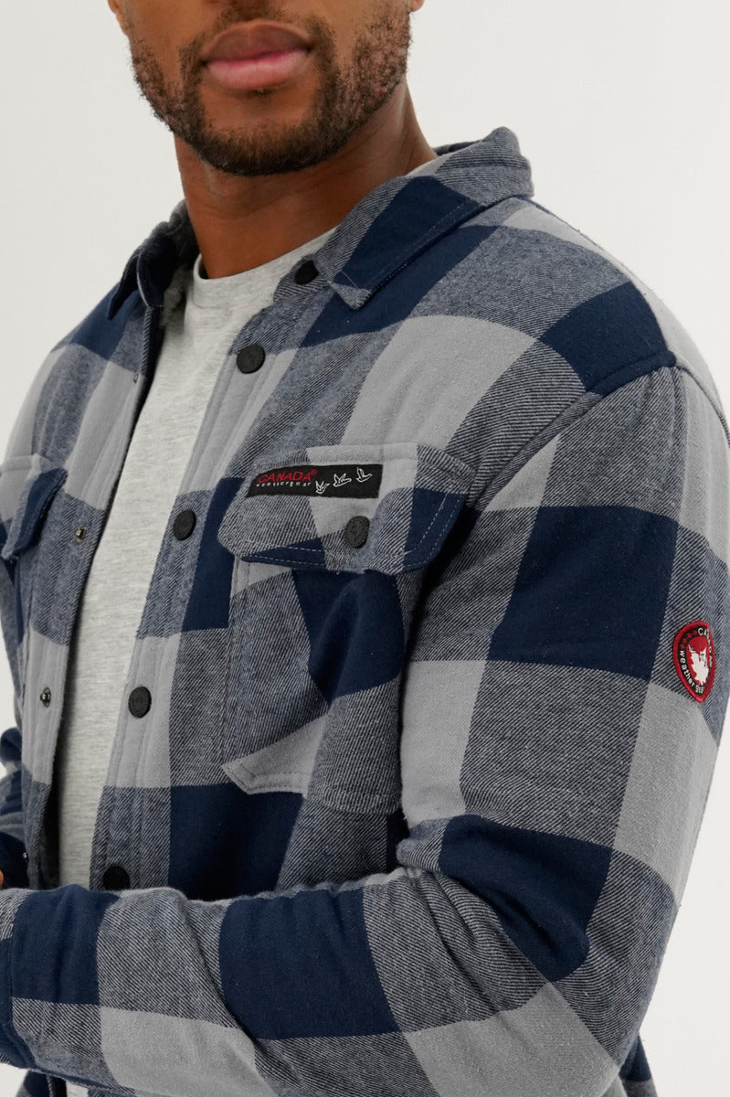 Canada Weather Gear Plaid Plush Lined Lightweight Jacket - Navy - Mens Lightweight Jackets - International Clothiers