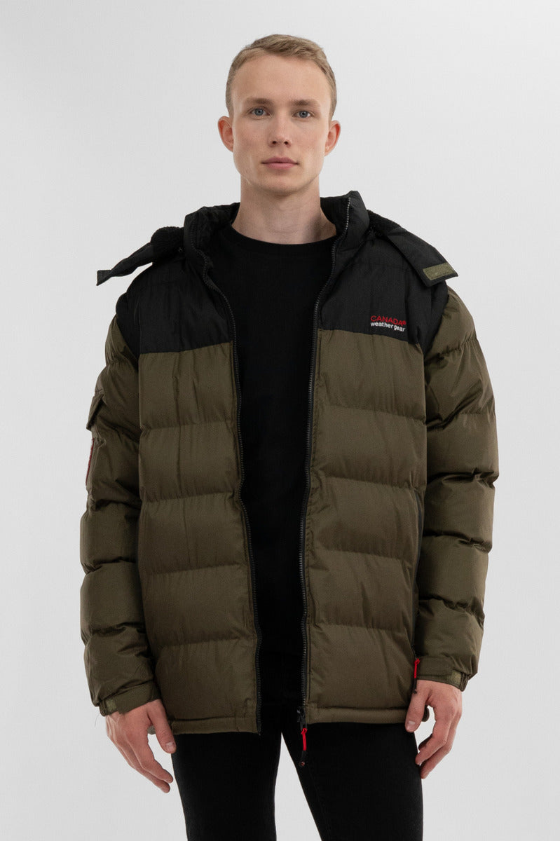 Removable Sleeve Bomber Jacket - Olive