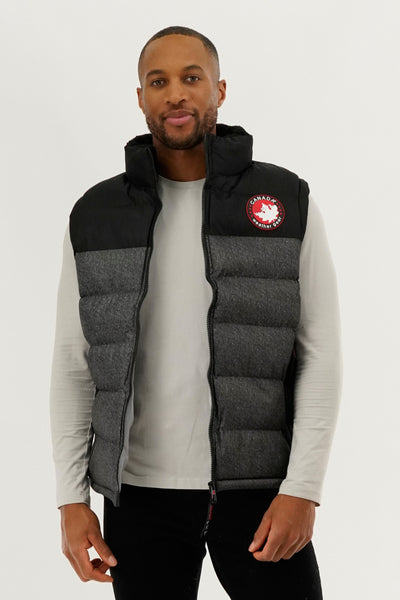 Canada Weather Gear Colour Block Puffer Vest - Grey - Mens Vests - International Clothiers