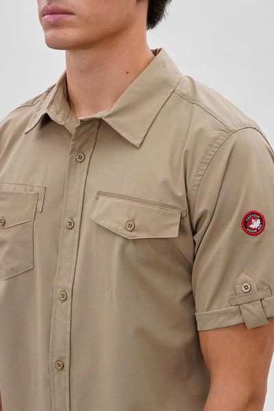 Canada Weather Gear Utility Short Sleeve Casual Shirt - Beige - Mens Casual Shirts - International Clothiers